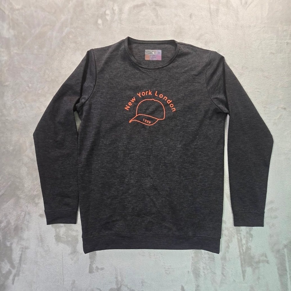 Studio‎ Seven Mens Sweatshirt Charcoal Gray New York London Graphic Pullover L